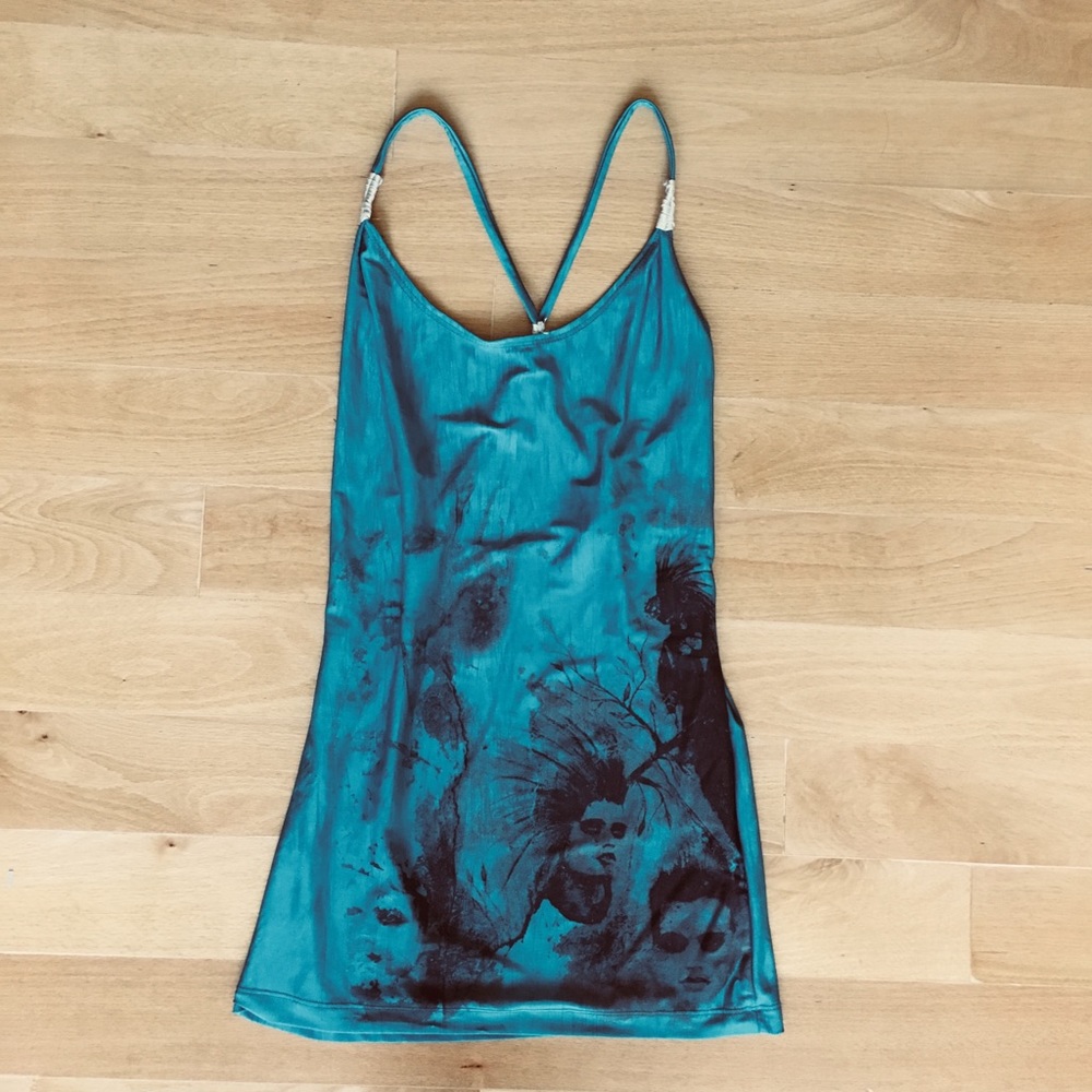 Teal Slinky-Back Sleeveless Cami Top